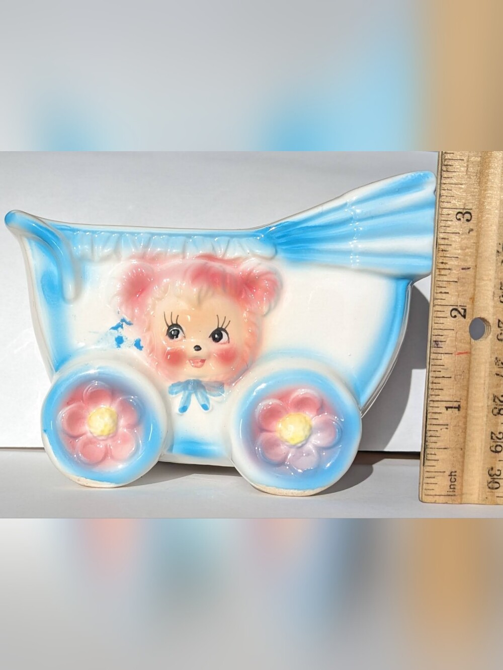 VTG Ardco Japan Ceramic Carriage Figurine Planter Retro Nursery - Picture 10 of 11